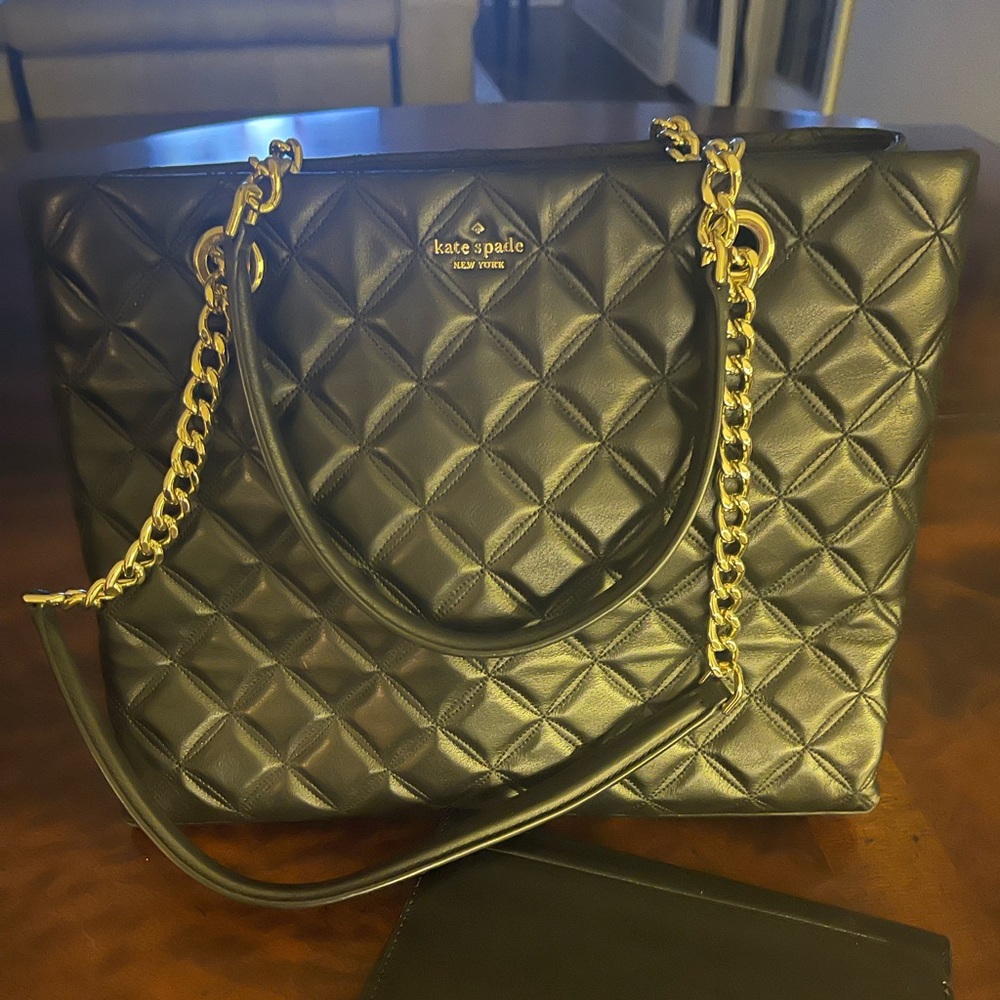 Katie spade gold chain purse/tote
